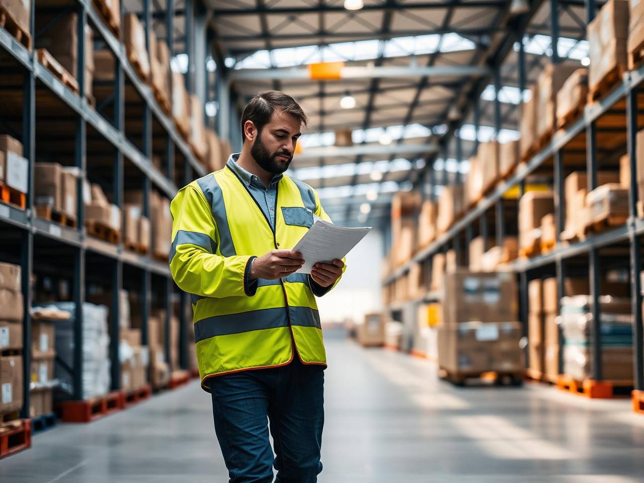 Warehousemedewerker controleert goederen in een distributiecentrum